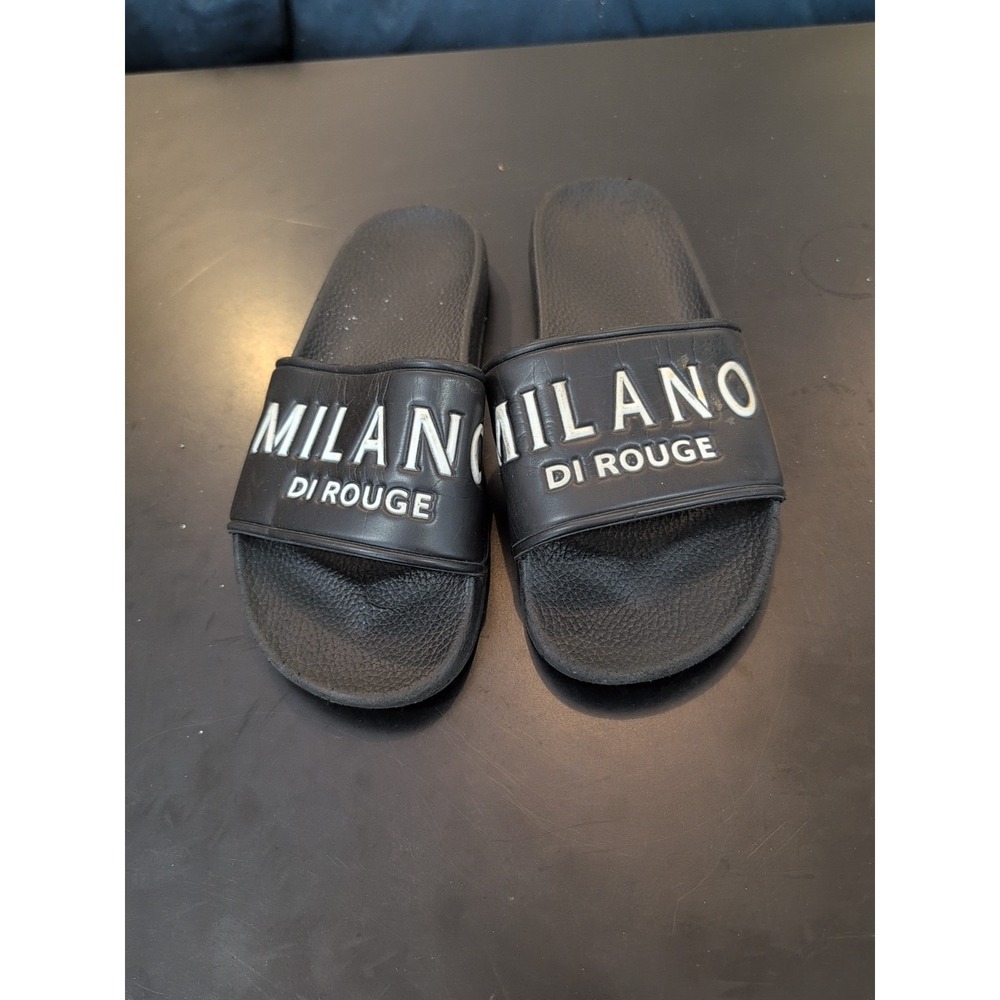 Milano Di Rouge Simba Slides Size 42 Black Mens 8.5 Women's 10